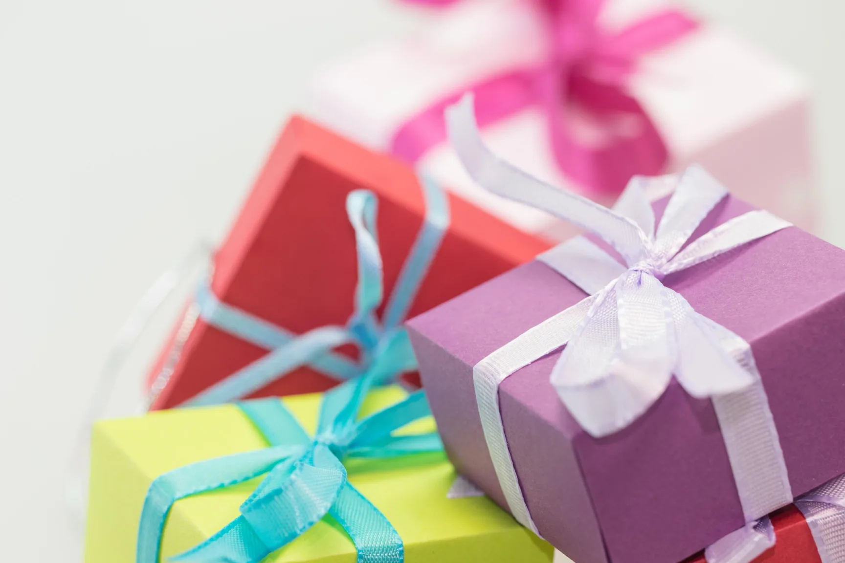 Gifts wrapped in pastel colors